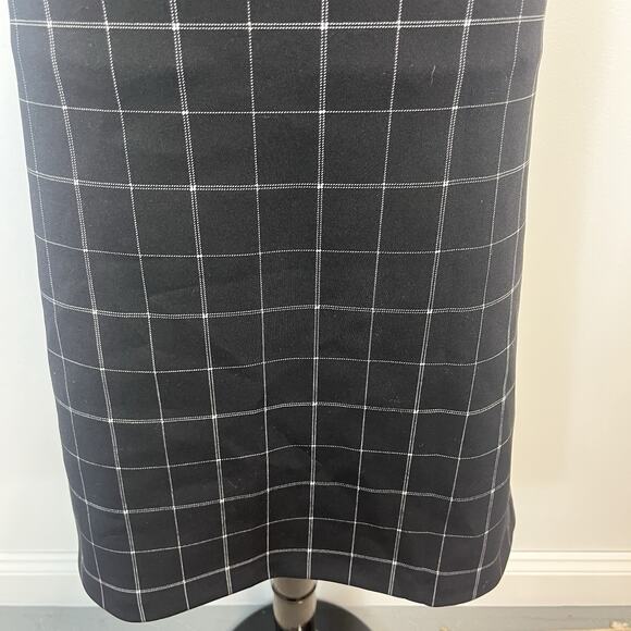 EVRI Plus Sz 3X Black White Plaid Stretch Ponte Knit Straight Knee Skirt Career - Picture 4 of 7